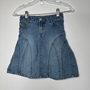 Paris Blues Denim Skirt Size 7 Blue Flared Y2K Low Rise Panel Style